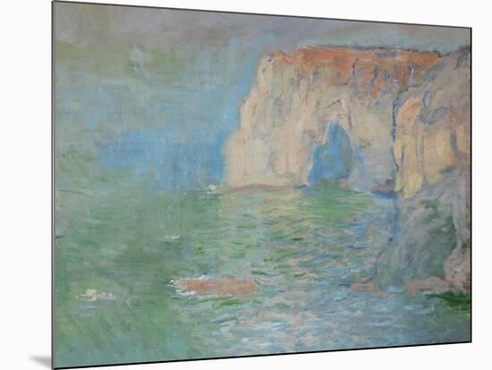Etretat, the Cliff, Reflections on Water; 1885-Claude Monet-Mounted Giclee Print