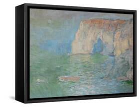 Etretat, the Cliff, Reflections on Water; 1885-Claude Monet-Framed Stretched Canvas