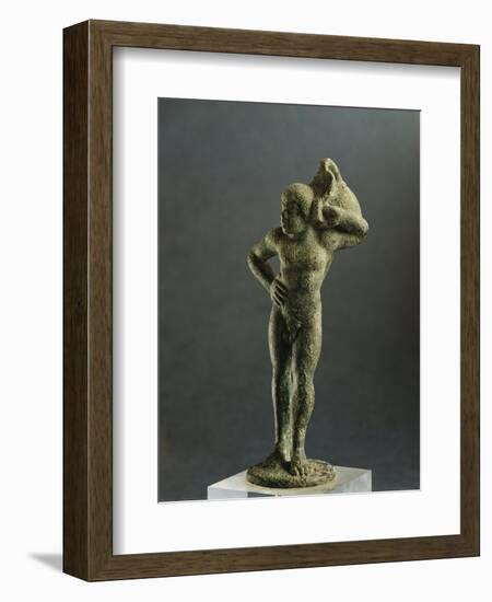 Etruscan Bronze Figurine of Ethiopian Man with Wineskin, from Marzabotto, Bologna Province, Italy-null-Framed Giclee Print