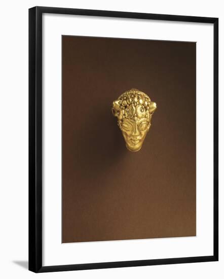 Etruscan Gold Curved Earring, Decorated with Achelous Head, from Spina, Italy, 5th Century B.C.-null-Framed Giclee Print