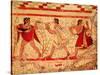 Etruscan Musicians, Copy of a 5th Century BC Fresco in the Tomb of the Leopard at Tarquinia-null-Stretched Canvas