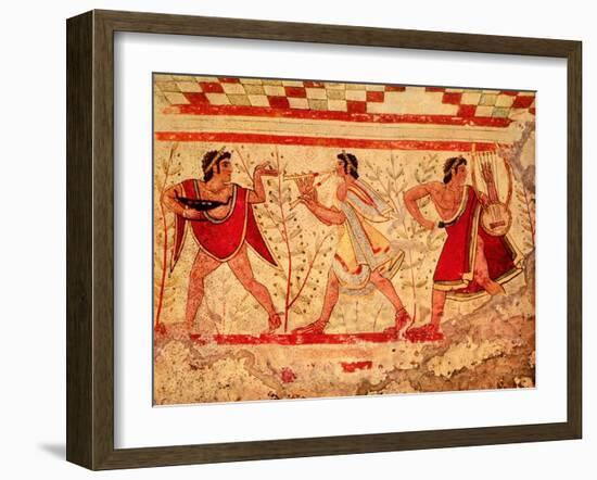Etruscan Musicians, Copy of a 5th Century BC Fresco in the Tomb of the Leopard at Tarquinia-null-Framed Giclee Print