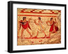 Etruscan Musicians, Copy of a 5th Century BC Fresco in the Tomb of the Leopard at Tarquinia-null-Framed Giclee Print