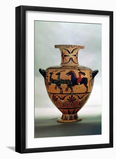 Etrusco-Ionian Black-Figure Hydria Depicting a Hunting Scene, from Cerveteri, circa 540-530 BC-null-Framed Giclee Print