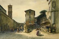 View of the Tevere from the Ponte Sisto (W/C on Paper)-Ettore Roesler Franz-Giclee Print