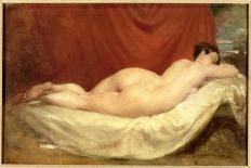 Nude Lying on a Sofa Against a Red Curtain-Etty-Giclee Print