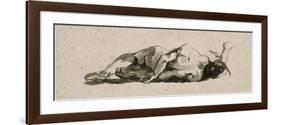 Etude d'homme nu couché et vu de dos ; première pensée pour un damné de la " Barque de Dante"-Eugene Delacroix-Framed Premium Giclee Print