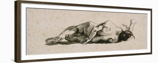 Etude d'homme nu couché et vu de dos ; première pensée pour un damné de la " Barque de Dante"-Eugene Delacroix-Framed Premium Giclee Print