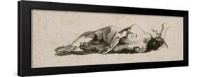 Etude d'homme nu couché et vu de dos ; première pensée pour un damné de la " Barque de Dante"-Eugene Delacroix-Framed Giclee Print