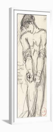 Etude d'homme nu debout mains liées tête renversée sur l'épaule droite-Gustave Moreau-Framed Premium Giclee Print