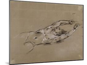 Etude d'homme nu renversé en arrière; étude pour le damné de gauche de "La-Eugene Delacroix-Mounted Giclee Print