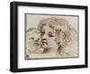 Etude de deux têtes de jeunes femmes ; Saint Jean-Baptiste, assis, de profil, tenant une coupe ;-Guerchin Le-Framed Giclee Print