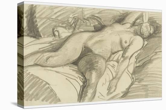 Etude de femme nue, couchée sur un lit cachant le visage de sa main droite-Théophile Alexandre Steinlen-Stretched Canvas