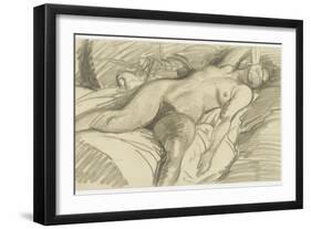 Etude de femme nue, couchée sur un lit cachant le visage de sa main droite-Théophile Alexandre Steinlen-Framed Giclee Print
