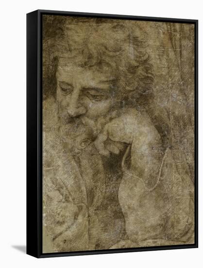 Etude de la tête de saint Joseph, pour la Sainte Famille de François Ier-Raffaello Sanzio-Framed Stretched Canvas