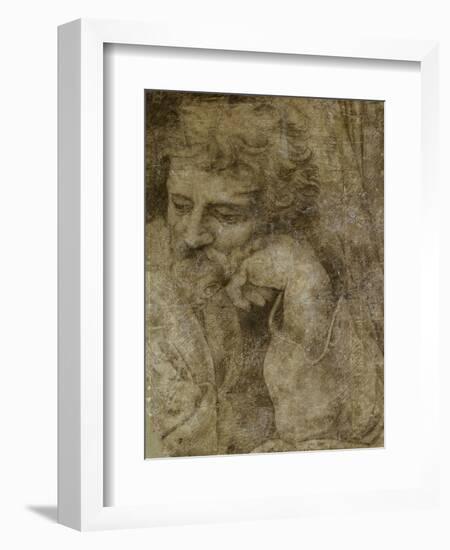 Etude de la tête de saint Joseph, pour la Sainte Famille de François Ier-Raffaello Sanzio-Framed Giclee Print
