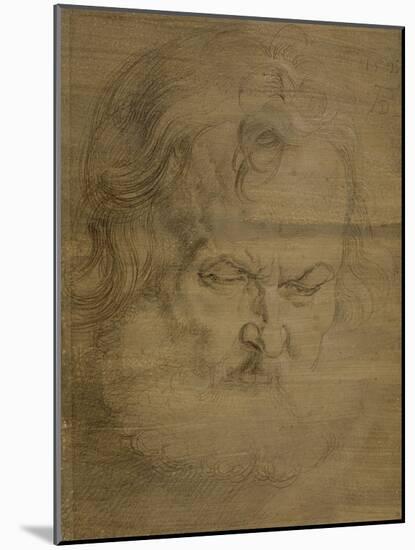Etude de tête d'homme barbu pour l'apôtre Pierre du tableau de Munich-Albrecht Dürer-Mounted Giclee Print