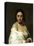 Etude florentine ou jeune fille en buste les yeux baissés-Hippolyte Flandrin-Stretched Canvas