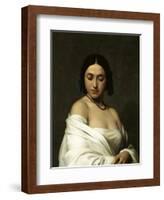 Etude florentine ou jeune fille en buste les yeux baissés-Hippolyte Flandrin-Framed Giclee Print