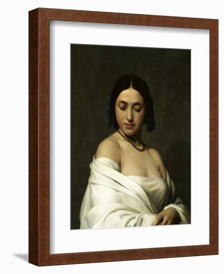 Etude florentine ou jeune fille en buste les yeux baissés-Hippolyte Flandrin-Framed Giclee Print