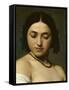 Etude florentine ou jeune fille en buste les yeux baissés-Hippolyte Flandrin-Framed Stretched Canvas