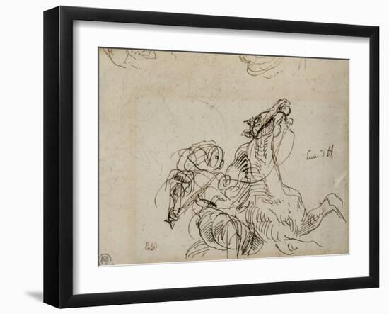 Etude pour Héliodore chassé du Temple-Eugene Delacroix-Framed Giclee Print