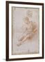 Etude pour la Madone d'Albe. Homme assis vêtu d'une chemise, jambes nues-Raffaello Sanzio-Framed Giclee Print