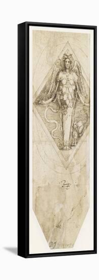 Etude pour le sceau de l'Accademia del Disegno avec la figure d'Artémis-Benvenuto Cellini-Framed Stretched Canvas