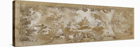 Etude pour un plafond représentant l'Olympe avec Junon, Mercure, Saturne-Charles de La Fosse-Stretched Canvas