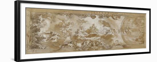 Etude pour un plafond représentant l'Olympe avec Junon, Mercure, Saturne-Charles de La Fosse-Framed Premium Giclee Print