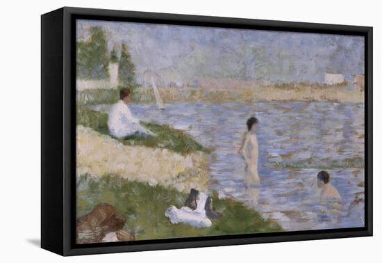 Etude pour "Une Baignade à Asnières", personnage dans l'eau-Georges Seurat-Framed Stretched Canvas