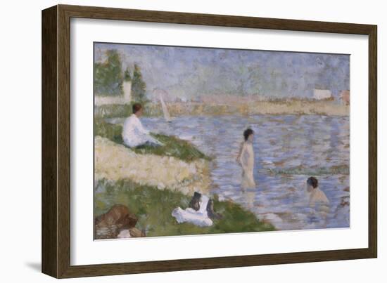 Etude pour "Une Baignade à Asnières", personnage dans l'eau-Georges Seurat-Framed Giclee Print