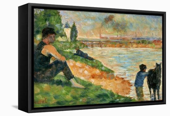 Etude pour une baignade-Georges Seurat-Framed Stretched Canvas