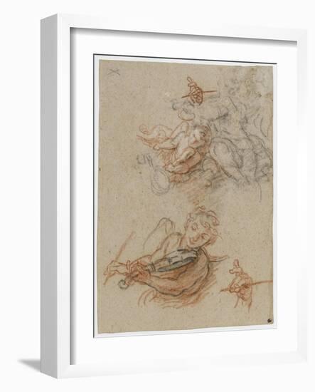 Etudes d'un ange musicien-Charles de La Fosse-Framed Giclee Print