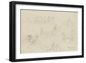 Etudes de chevaux pour 'le dépiquage des blés dans la Camargue'-Rosa Bonheur-Framed Giclee Print