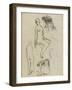 Etudes de nus féminins, d'une femme courbée, d'un buste de femme chapeautée-Paul Gauguin-Framed Giclee Print