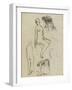 Etudes de nus féminins, d'une femme courbée, d'un buste de femme chapeautée-Paul Gauguin-Framed Giclee Print