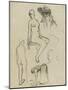 Etudes de nus féminins, d'une femme courbée, d'un buste de femme chapeautée-Paul Gauguin-Mounted Giclee Print