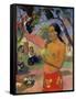 Eu Haere Ia Oe (Woman Holding a Fruit. Where are You Going), 1893-Paul Gauguin-Framed Stretched Canvas