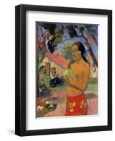 Eu Haere Ia Oe (Woman Holding a Fruit. Where are You Going), 1893-Paul Gauguin-Framed Giclee Print