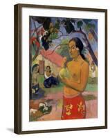 Eu Haere Ia Oe (Woman Holding a Fruit. Where are You Going), 1893-Paul Gauguin-Framed Giclee Print