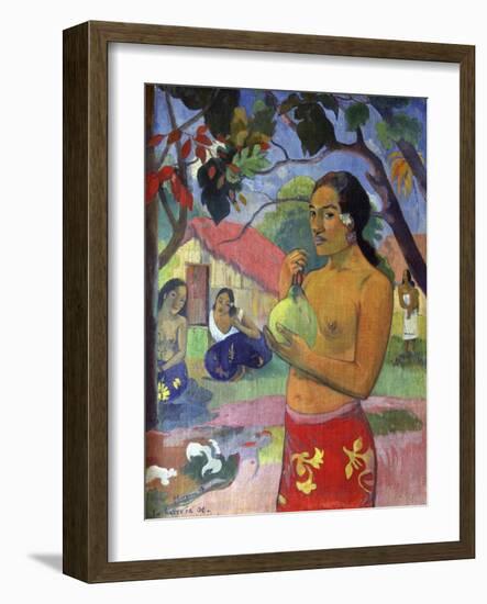 Eu Haere Ia Oe (Woman Holding a Fruit. Where are You Going), 1893-Paul Gauguin-Framed Giclee Print