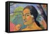 Eu Haere Ia Oe (Woman Holding a Fruit. Where are You Going), 1893-Paul Gauguin-Framed Stretched Canvas