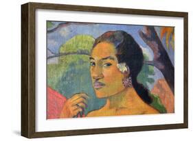 Eu Haere Ia Oe (Woman Holding a Fruit. Where are You Going), 1893-Paul Gauguin-Framed Giclee Print