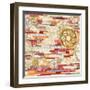 EU Timetable I Red-Kathy Ferguson-Framed Art Print