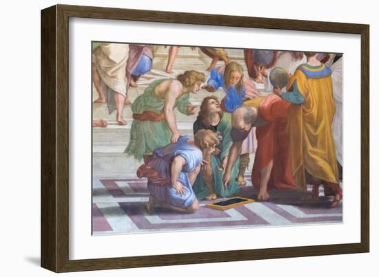 Euclid or Archimedes: Detail from the School of Athens in the Stanza Della Segnatura, 1510-11 (Fres-Raphael (1483-1520)-Framed Giclee Print