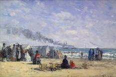 On the Beach at Trouville; Sur La Plage De Trouville, 1865-Eug?ne Boudin-Giclee Print