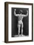 Eugen Sandow, German Born Strongman, in Muscleman Pose, Standing, Rear View, with Fists Raised-null-Framed Photo