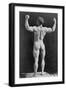 Eugen Sandow, German Born Strongman, in Muscleman Pose, Standing, Rear View, with Fists Raised-null-Framed Photo