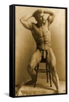 Eugen Sandow, in Classical Ancient Greco-Roman Pose, C.1893-Napoleon Sarony-Framed Stretched Canvas